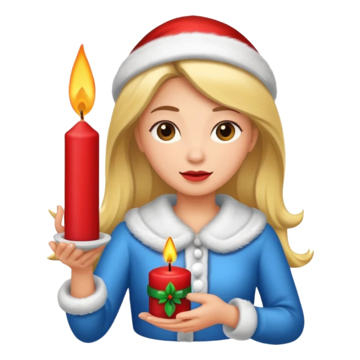 woman holding christmass ornamented candle sticker