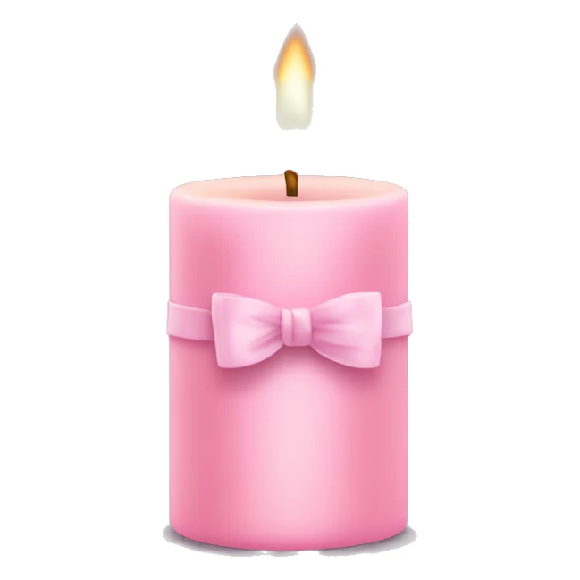 pastel pink candle, with pink bow sticker