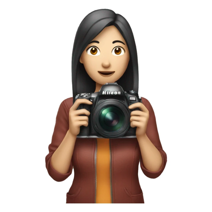 asian woman holding a nikon camera sticker