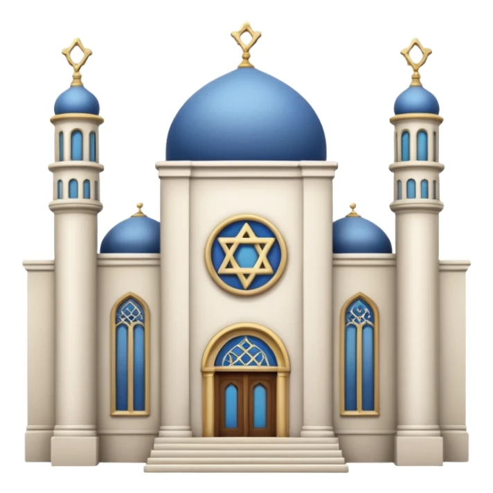 reform jewish synagogue similar in architecture to historical churches (pretty and magnificent), white in color, in ios emoji style sticker
