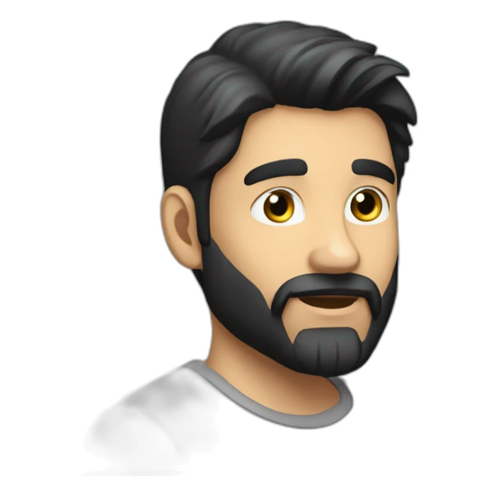 solo_beard_male_focus_black_hair, long hair sticker