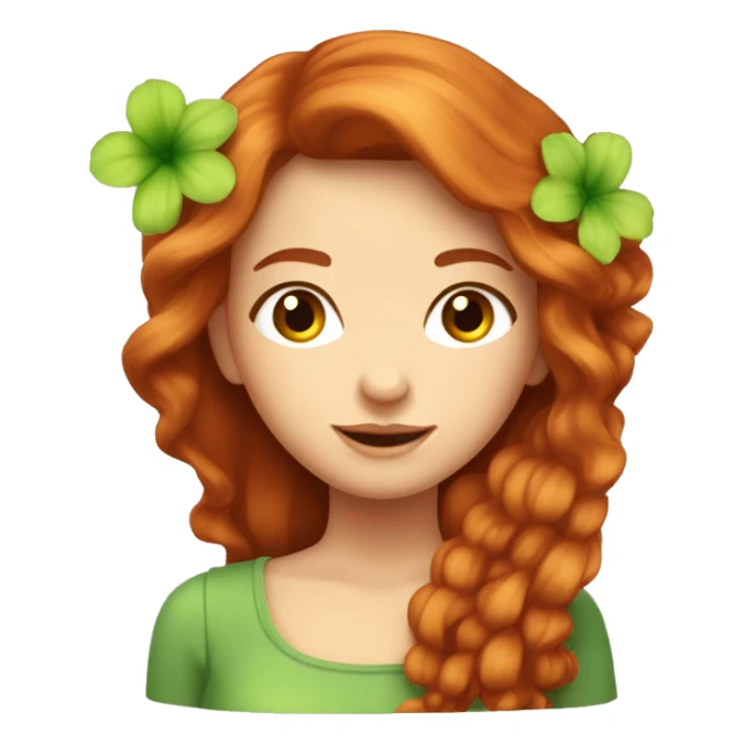 fille rousse cheveux long avec yeux verts et une fleur dans les cheveux sticker