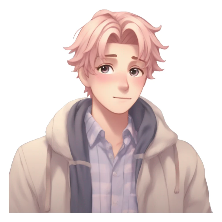 Gorgeous romantic hot attractive anime style modern anime shojo guy with pretty ponytail hair and colorful eyes and blushing face aesthetic trending style  pastelcore cottagecore kawaiicore sticker