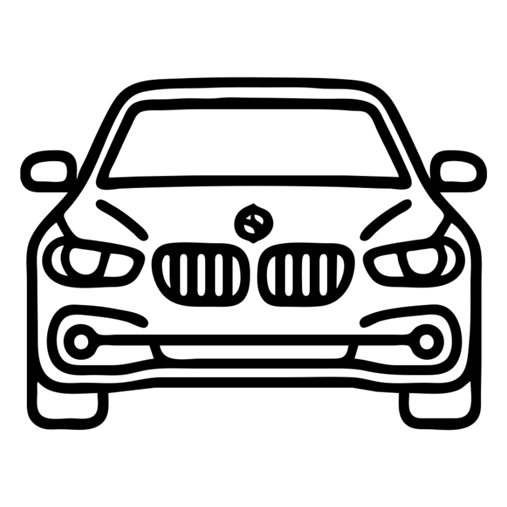 black BMW car, front view, luxury details, no background sticker