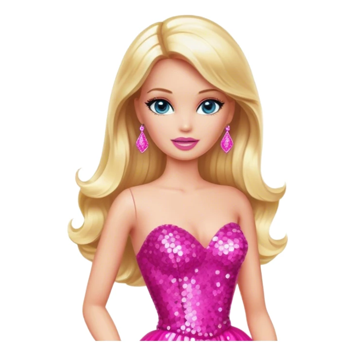 Glamorous blonde Barbie, hot pink sequin gown sticker