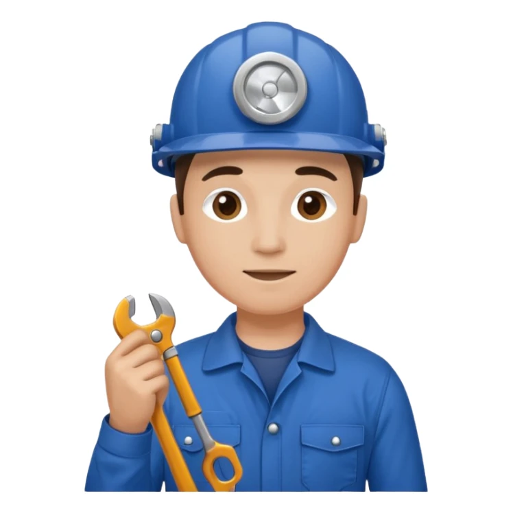 Technician + headlamp + blue jumpsuit, Repair Crew. sticker