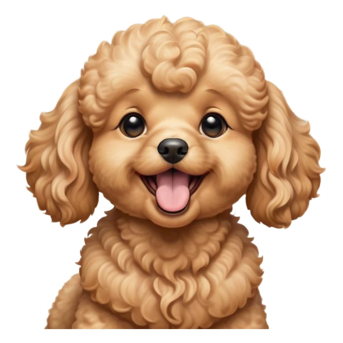Cinematic Cute Yawning Apricot Poodle Portrait Emoji, Head tilted slightly with a dramatic, wide-open yawn, displaying a soft, curly apricot Fur with delicate texture, floppy ears slightly drooping, round warm eyes barely open in drowsy contentment, Simplified yet irresistibly adorable features, highly detailed, glowing with a soft, cozy glow, high shine, relaxed yet expressive, stylized with a touch of whimsy, bright and endearing, soft glowing outline, capturing the essence of a sleepy yet affectionate companion, so drowsy it feels like it could stretch right out of the screen and curl up for a nap! sticker