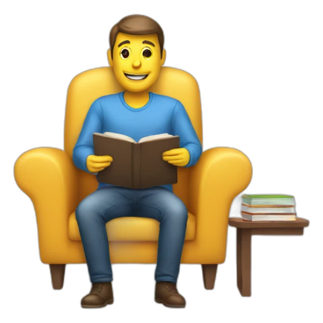 productiv man seat on chair with book sticker
