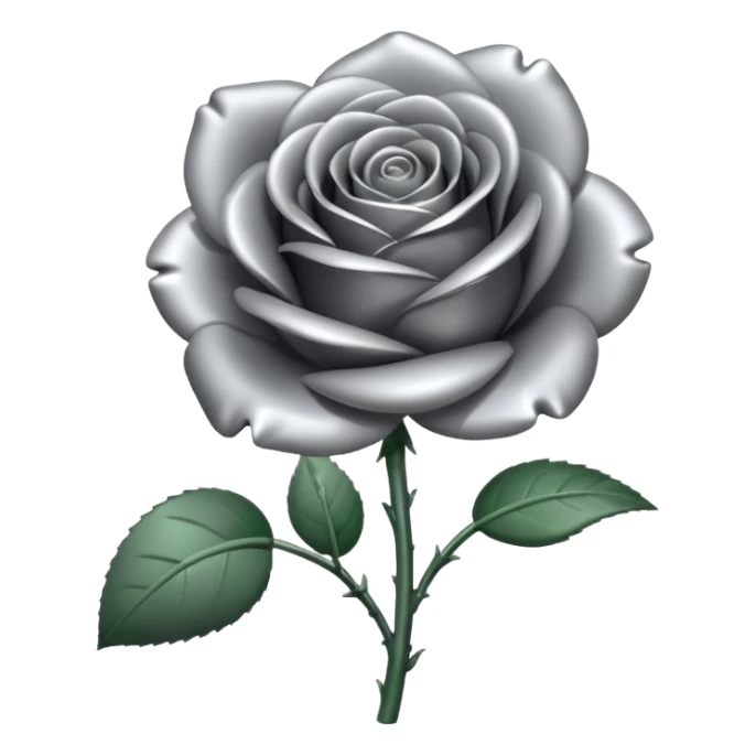 gray metal chrome rose, without green leaves, just flower sticker