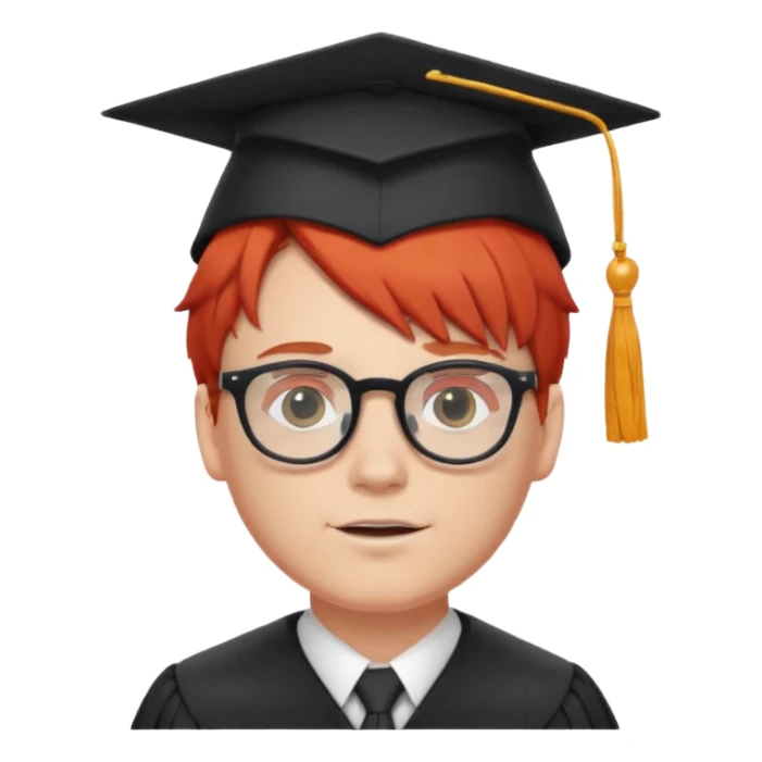 big white boy with red hair and glasses in graduation cap sticker