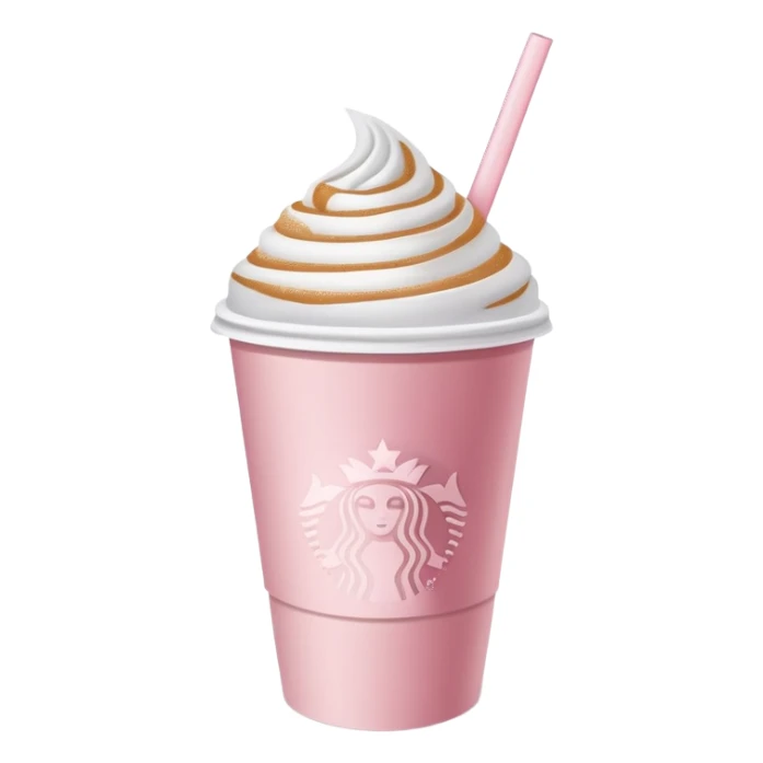 Starbucks pale pink paper cup of coffee with a straw sticker