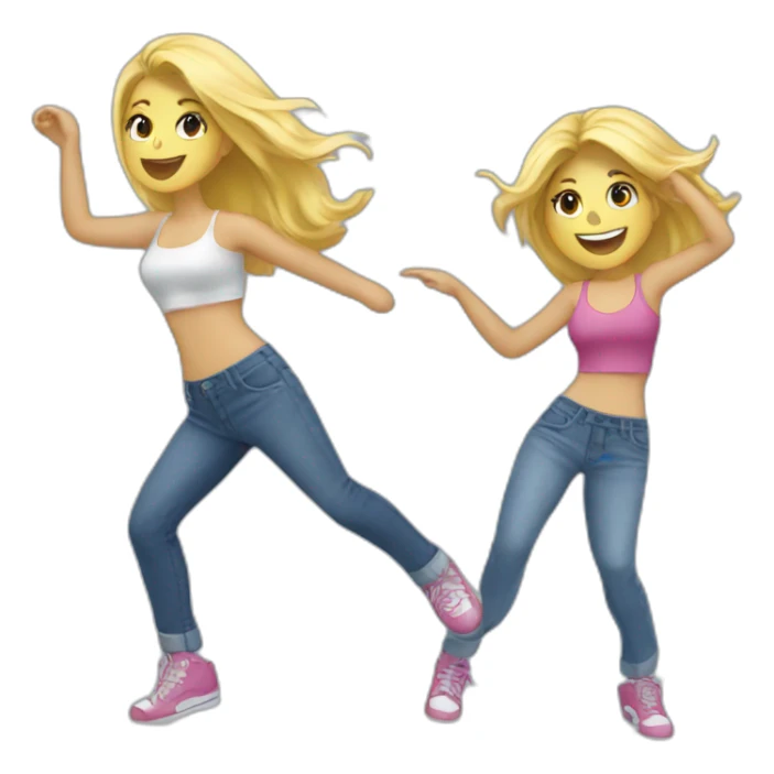 Two blond girls dancing salsa in jeans sticker