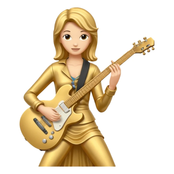 golden statue female guitarist sticker