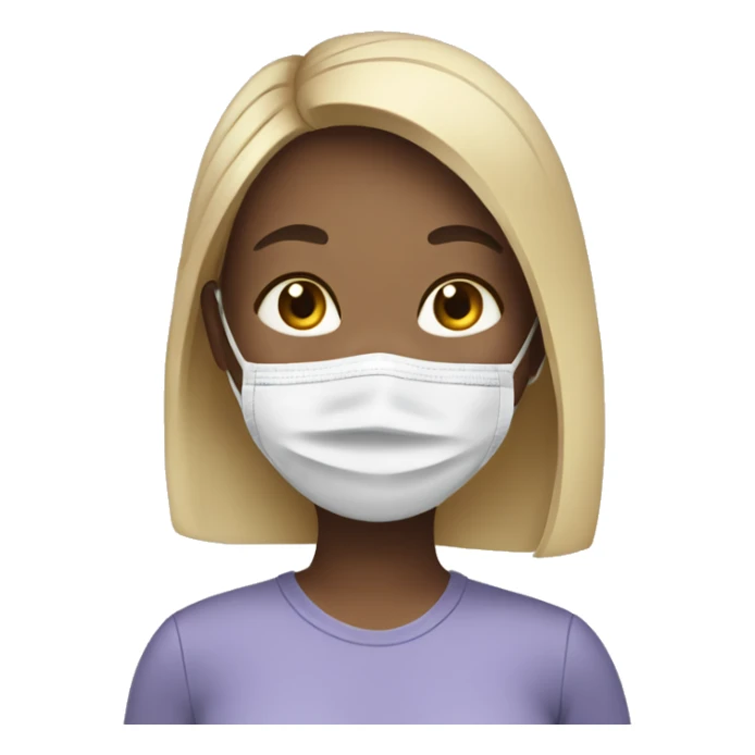 Girl wearing face mask sticker