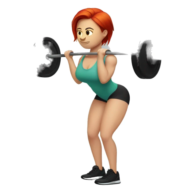 red-haired woman with undercut doing a deadlift sticker