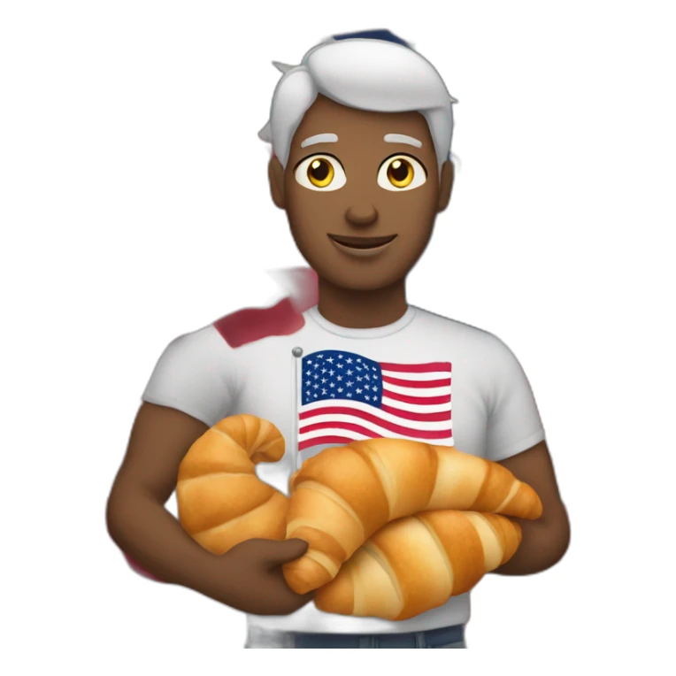Person holding American flag and croissant sticker