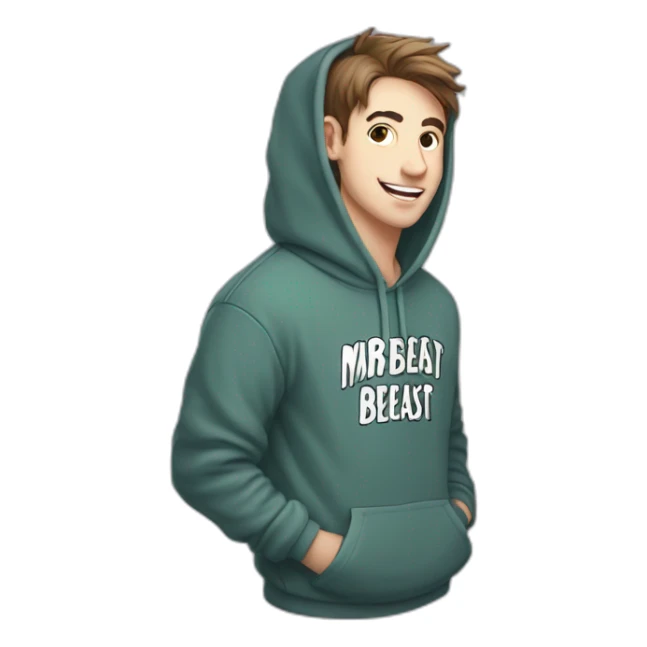 Mrbeast from youtube, hoodie with a text "MrBeast", original MrBeast sticker
