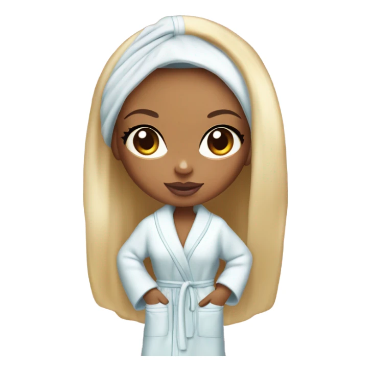 Bratz doll-style girl with a big head in a bathrobe sticker