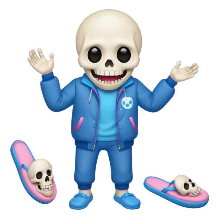 Sans the skeleton from undertale with a glowing blue left eye with his tongue out sticker