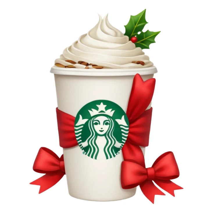 Starbucks cup in Christmas morning sticker