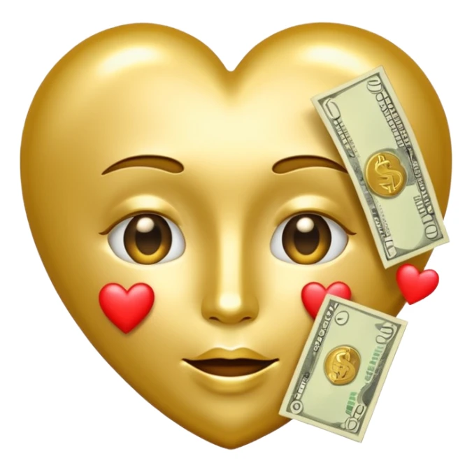 Heart face emoji with money sticker