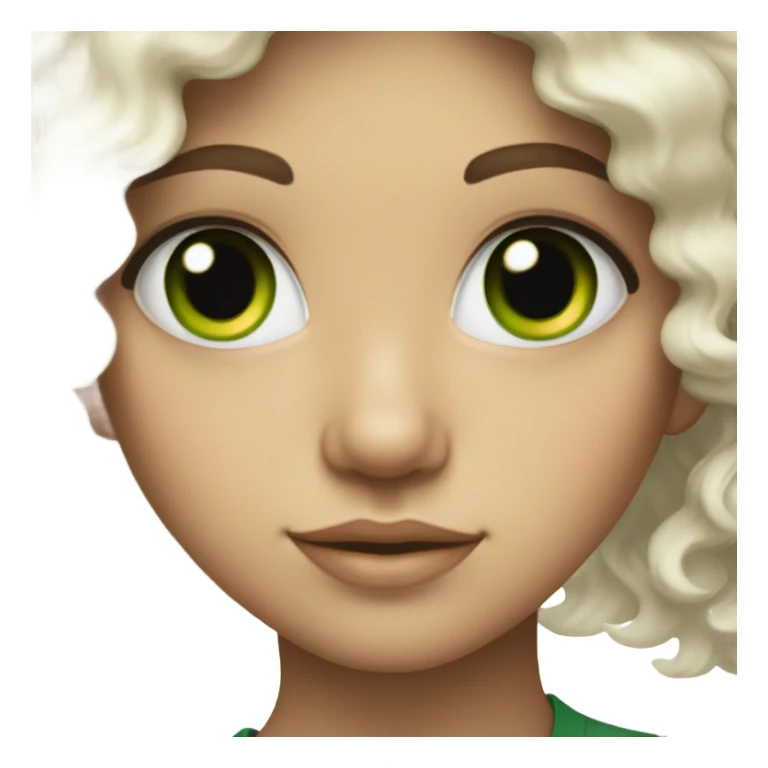 white, curly haired, green eyed girl  sticker