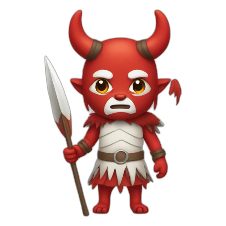 Red demon wearing eskimo clothing with spear sticker