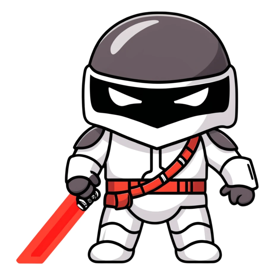 Oreo cookie dressed as Darth Vader with iconic black helmet and red lightsaber sticker