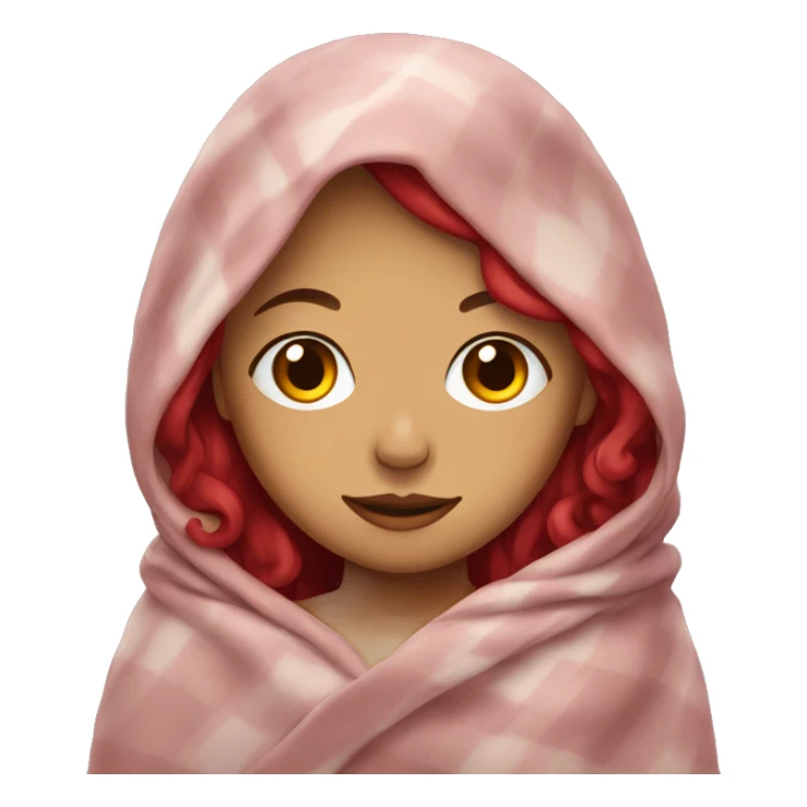 girl with cherry hair in a blanket sticker