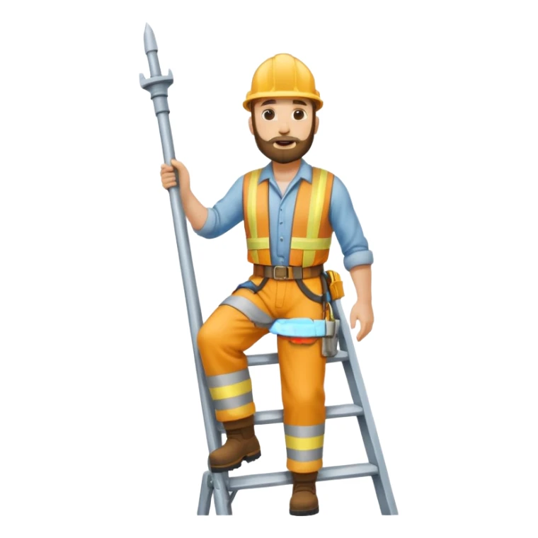 steeplejack man light skin with a beard on a ladder up  a spire sticker