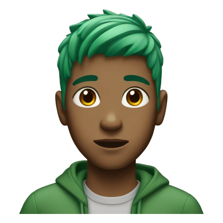 teenager with green hair in the front, brown medium size sticker