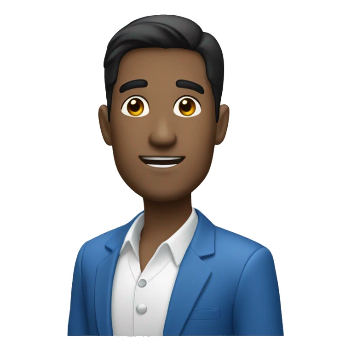 valet parking dressed in blue without a hat, with black hair in a medium close up sticker