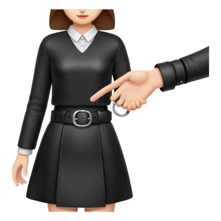 black leather belt in girls hand handing it to someone  sticker