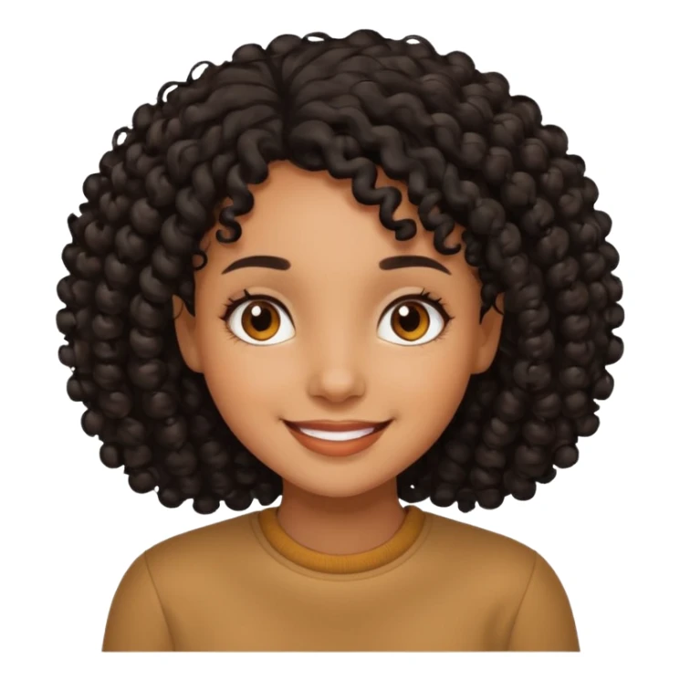 Brown girl with black curly hair smiling  sticker
