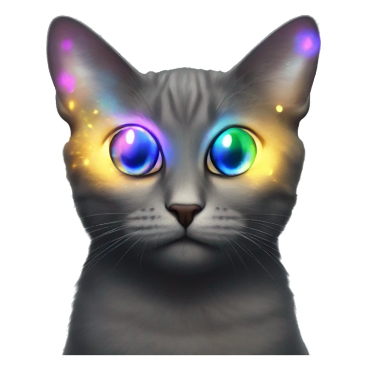 Dark iridescent butterfly glowing on top of cats head  sticker