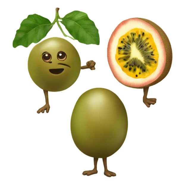 kiwi and passion fruit standing next to each other sticker