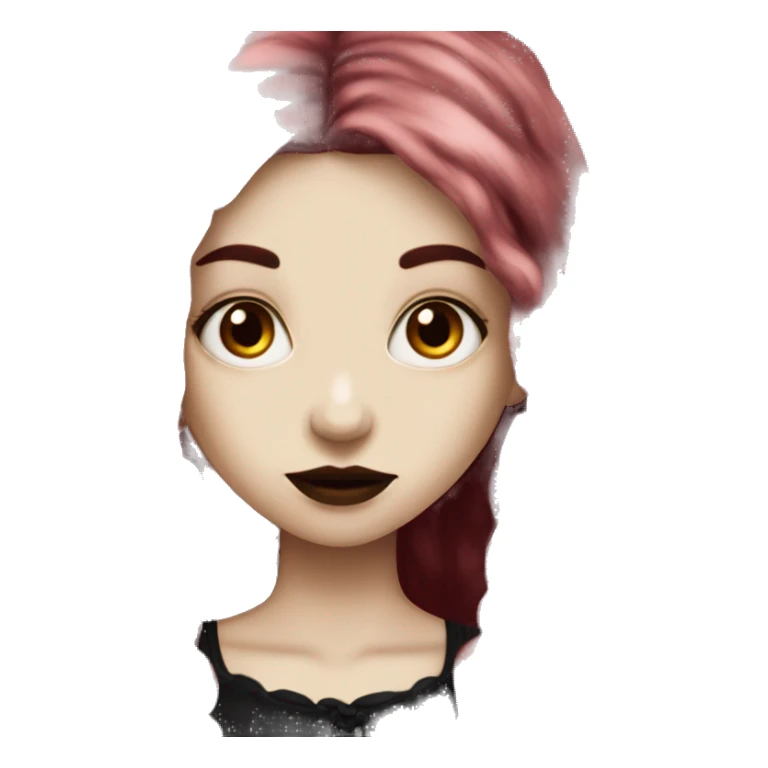 long dark red hair girl goth sticker