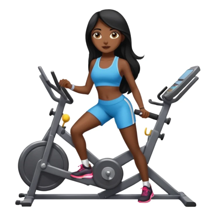 Long black hair desi girl with gym equipment sticker