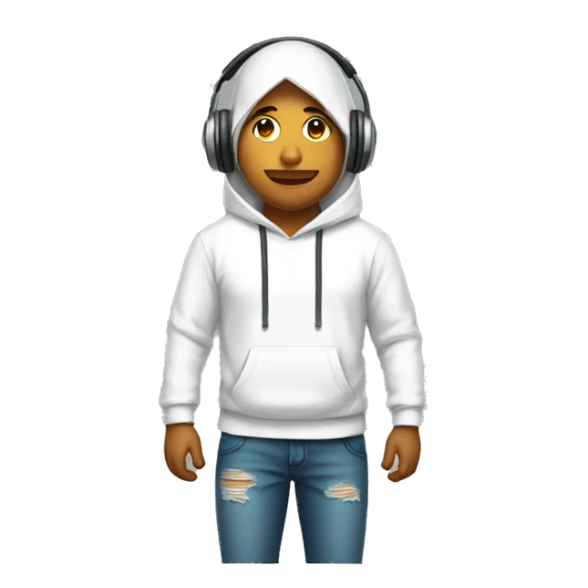 A Indian body with head phone and white hoodie  sticker