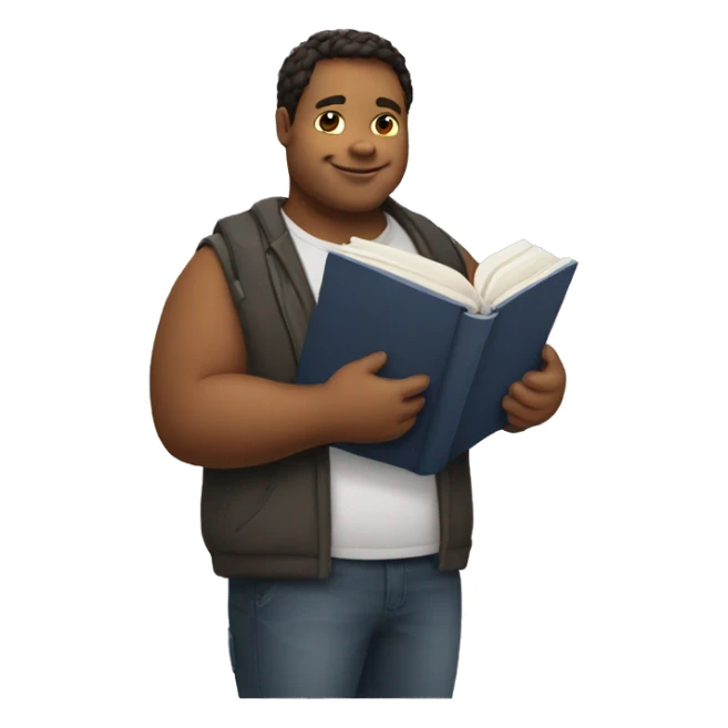 create an emoji of a chubby white man holding a book sticker