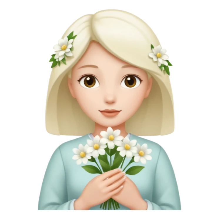 woman holding white flowers in their hands sticker