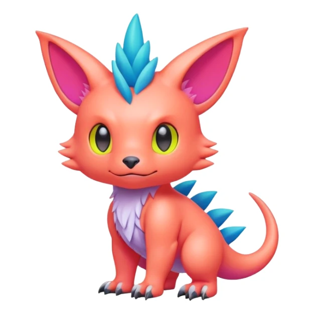 lush pastel-bright-vibrant warm-colored modern colorful neon-colored Fakémon-Digimon-Fionbri-Trico-creature sticker