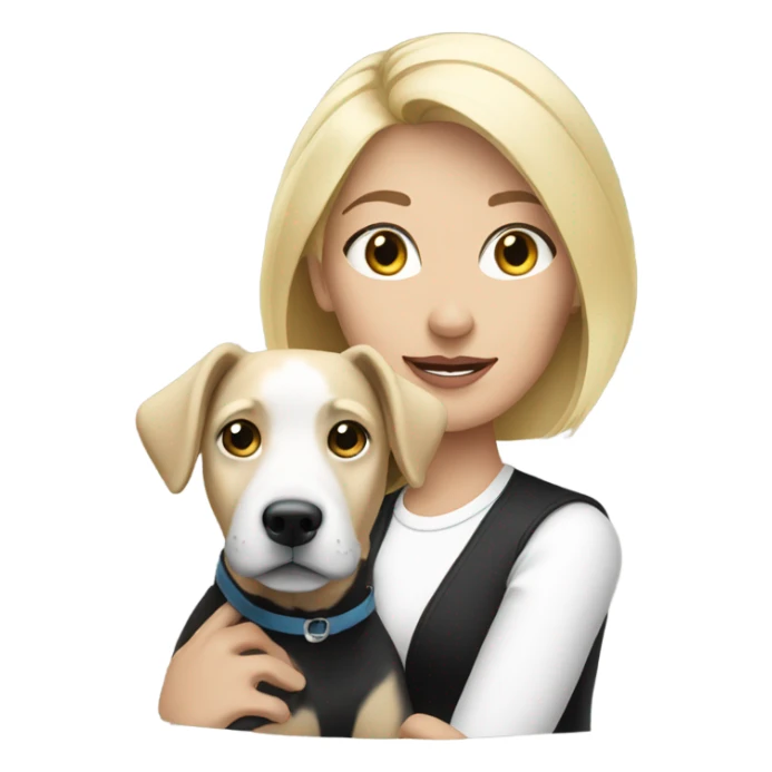 Blonde woman with black and white dog sticker