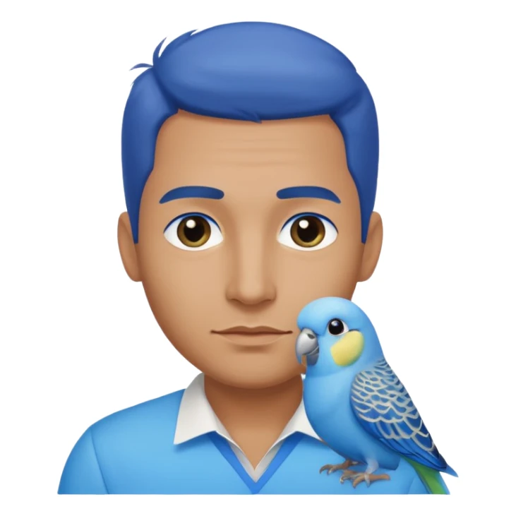 blue budgie parakeet with handsome Cuban man sticker