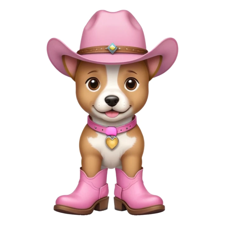 dog wearing cowboy hat and pink boots sticker