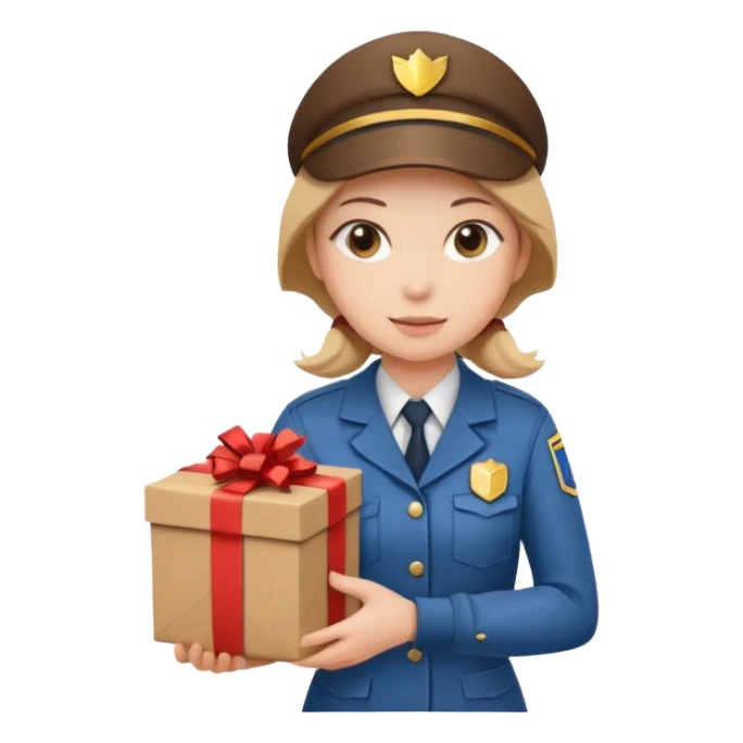woman courier holding gift box sticker