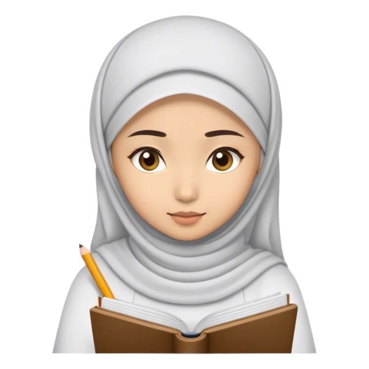 a white young asian muslim woman studying  sticker