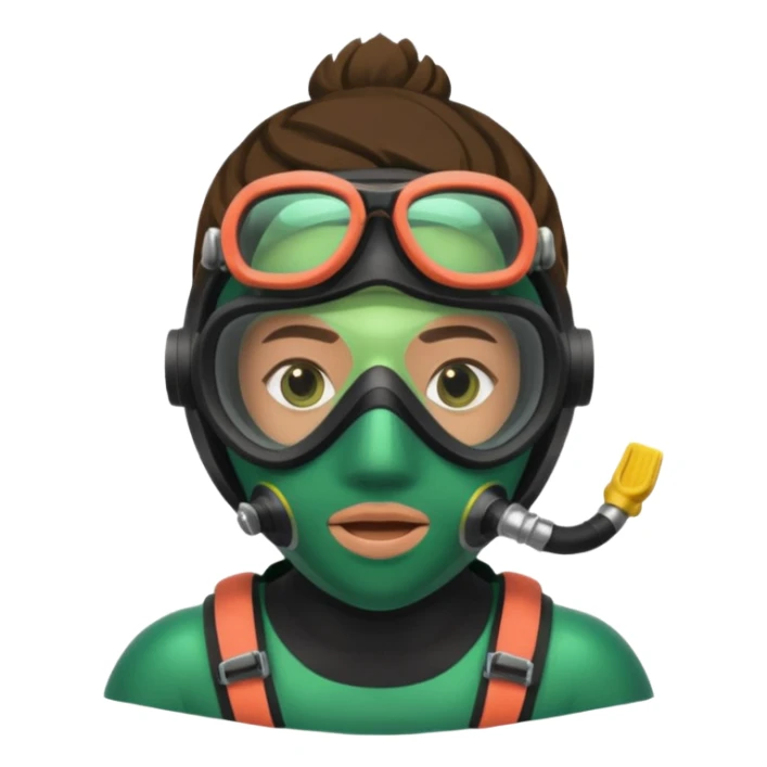 Diver + green mask,Coral Diver. sticker