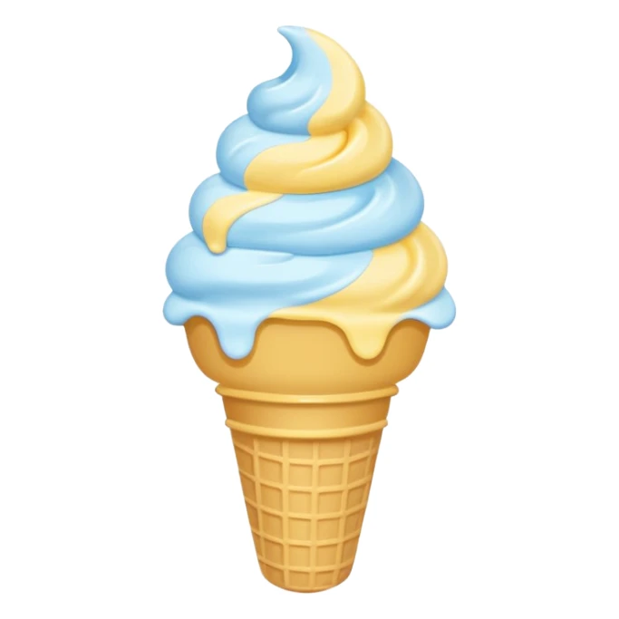 Ice cream emoji, pastel blue & yellow palette
Flat vector, minimal, cute emoji style sticker