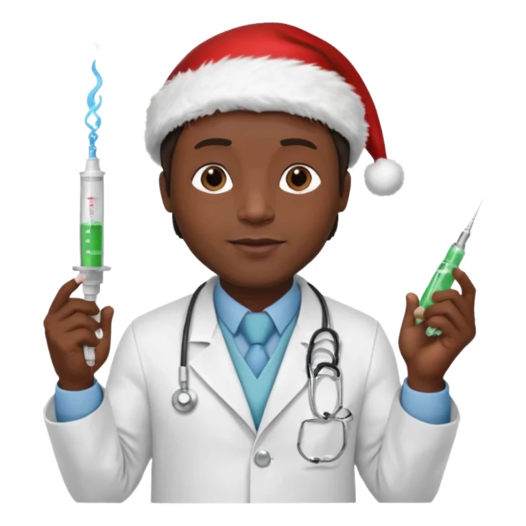 the rock vestido de doctor con una geringa en navidad sticker